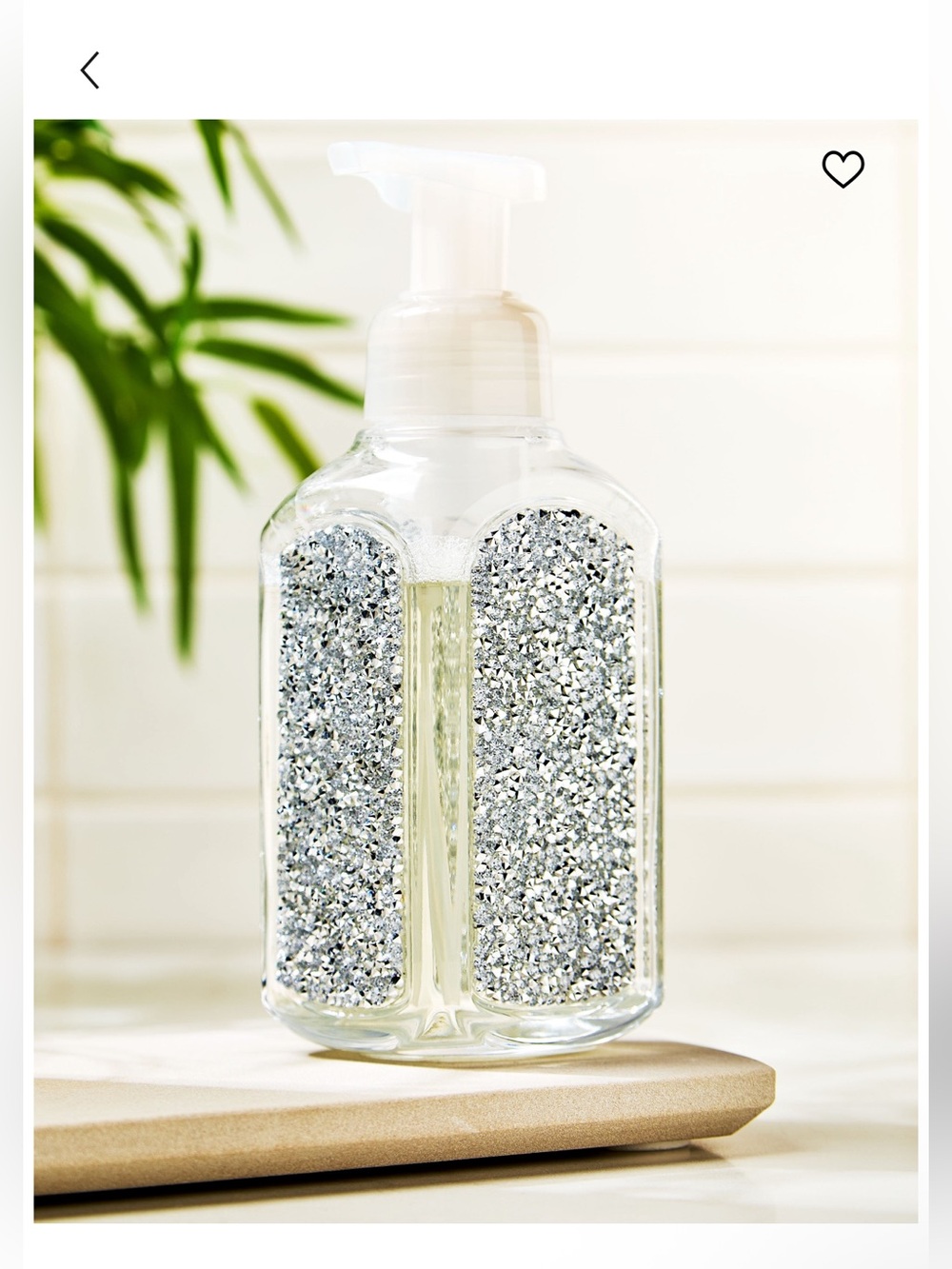 Bath & Body Works Clear Foaming Soap Bottle with Silver Glitter